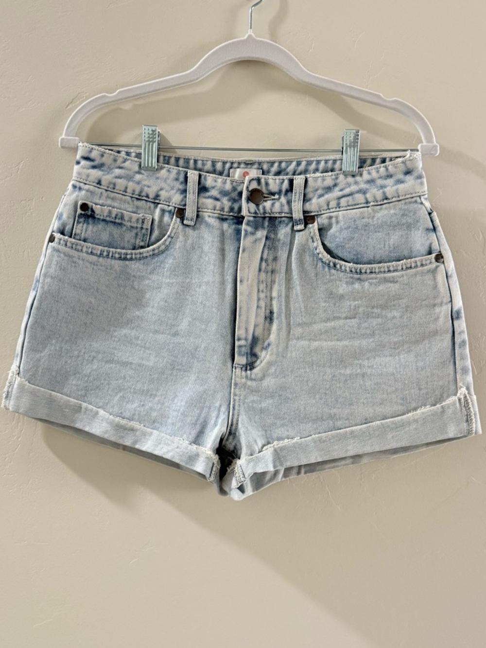 Sisstrevolution High-Rise Light Blue Denim Jean Shorts - Rolled Hem